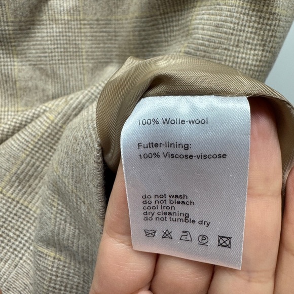 AKRIS PUNTO Tan Sleeveless Check Wool Midi Dress Size Medium - Picture 12 of 16